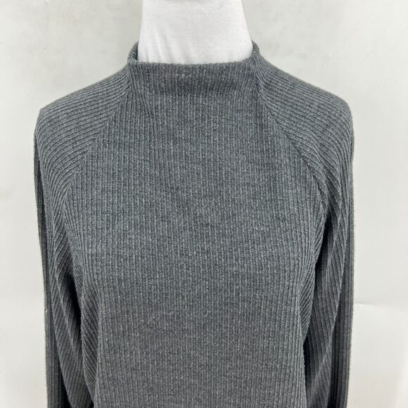 Socialite Tunic Dress XS Extra Small Gray Ribbed Mock Mid Sleeve Raglan Seams - Picture 5 of 10